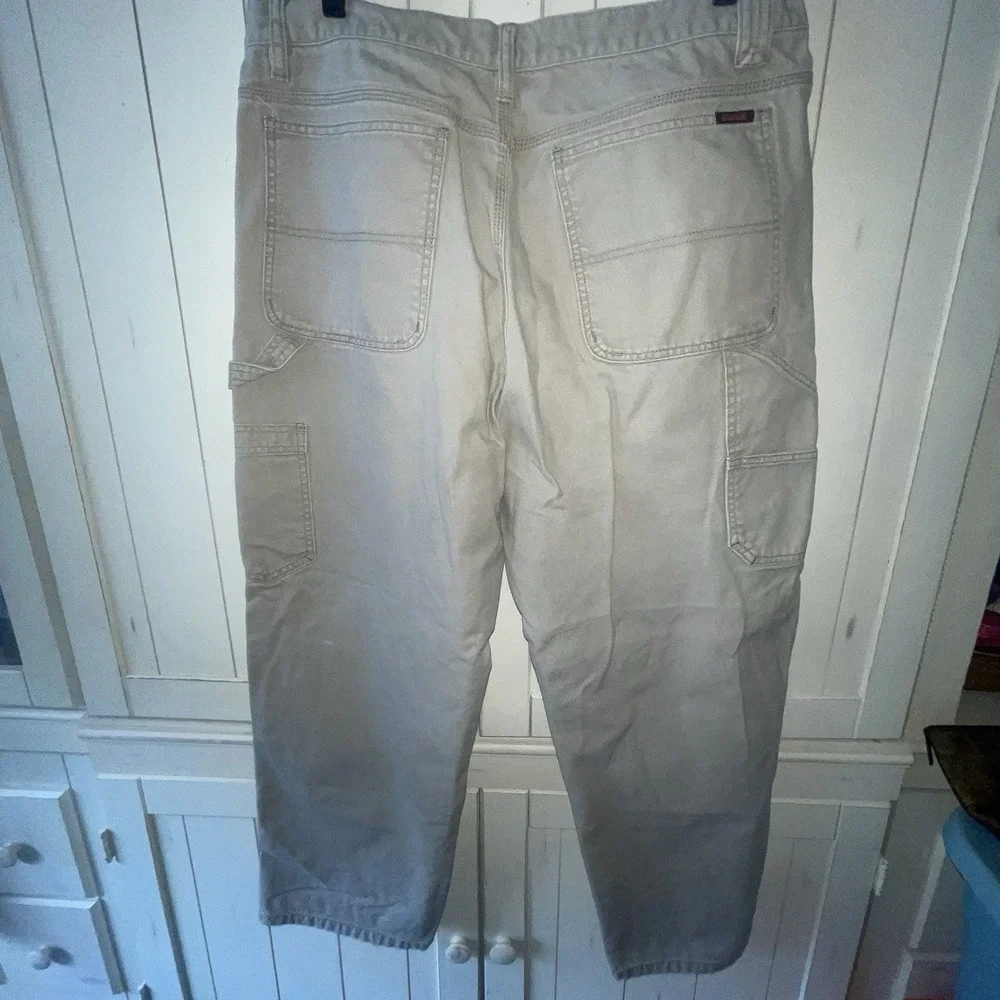 Wolverine Jeans Men's Sz 38x30 Beige Tan Canvas Baggy Loose Leg Carpenter Pants